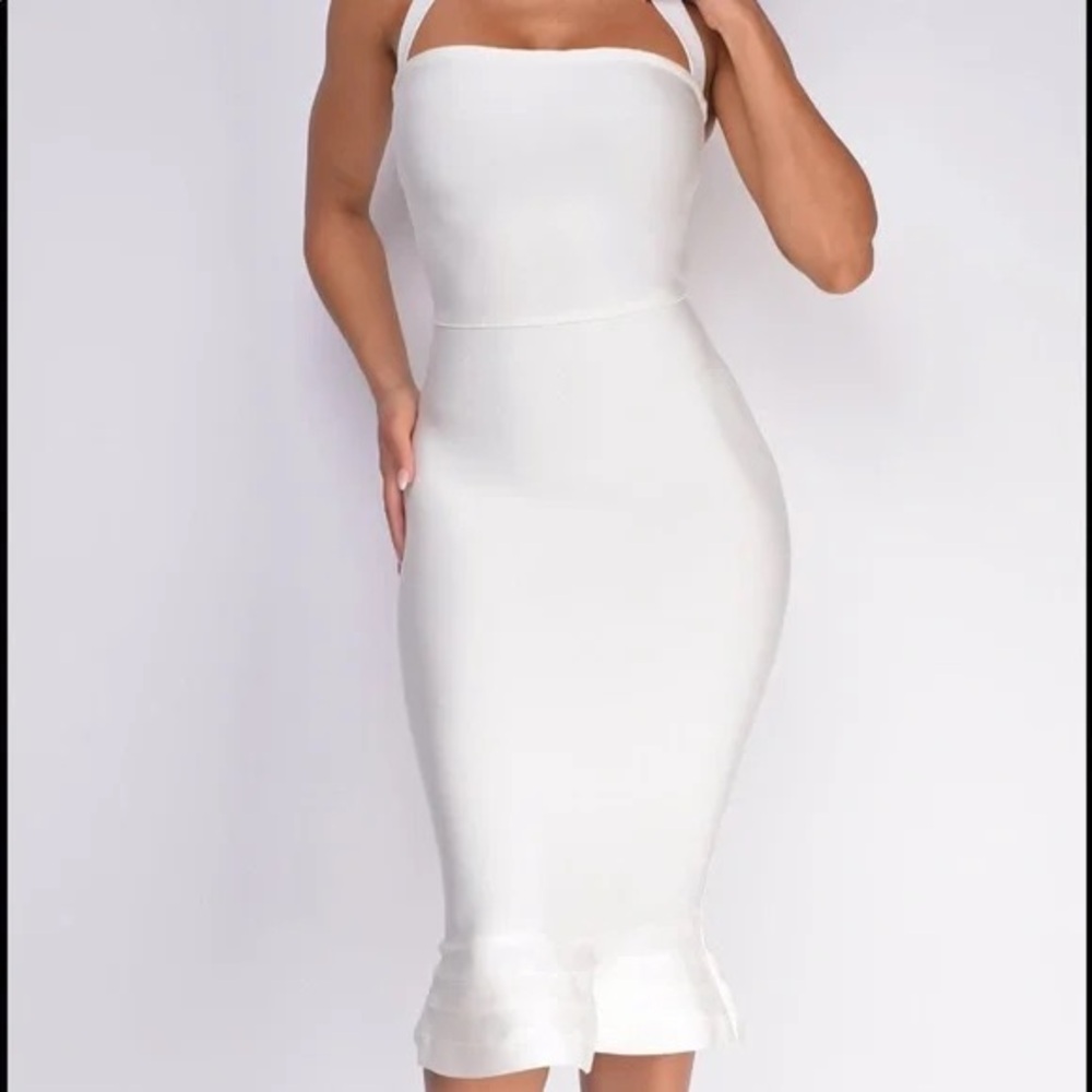 Bridal White Banded Midi Dress